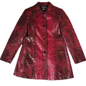 Selene Sport Red/Black Textured Reptile Print Long Sleeve Lined Jacket, Size S